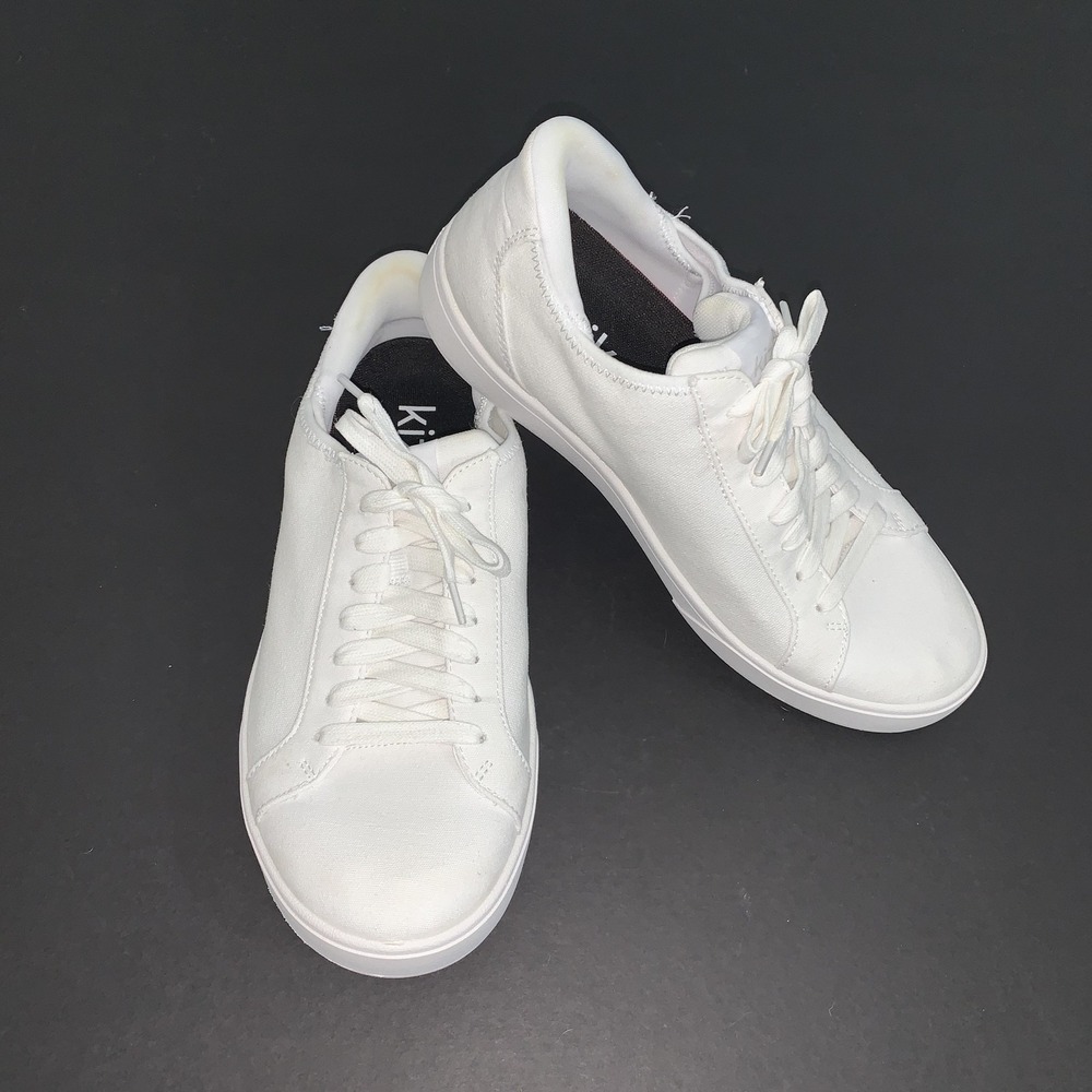 Kizik Shoes Mens Size 8 White Canvas Lace Up Casual Comfort Sneakers Walking